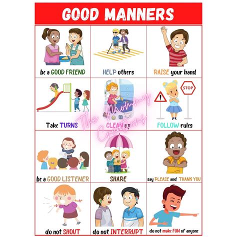 Cod Good Manners Educational Laminated Charts A4 Size Shopee