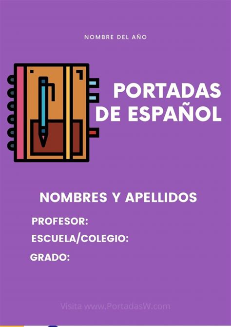 ᐅ Portada Bonita de Español Morado | Portadas Word