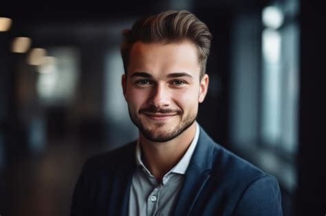 Premium Ai Image Headshot Portrait Of Smiling Caucasian Young Male