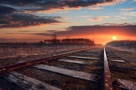 Maybe you would like to learn more about one of these? railway, Clouds, Sunset, Fall, Rust Wallpapers HD ...
