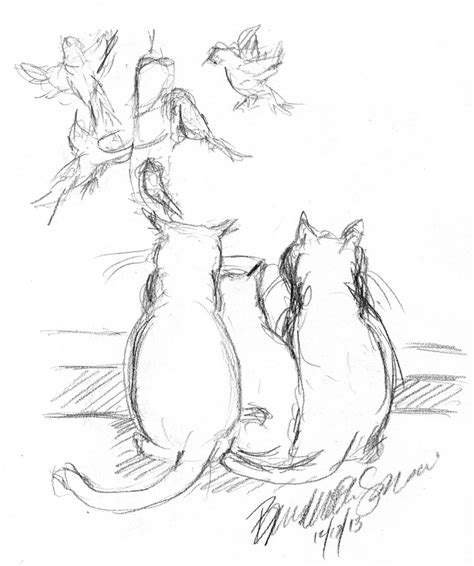 Cute cat drawing easy at getdrawings. Daily Sketch: Birdwatching, a Family Activity | Sketches ...