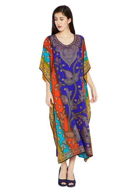 Oussum Multicolor Kaftan Dresses For Women Paisley Printed Plus Size