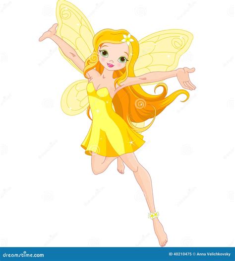 Cute Fairy Ona Clouds Cartoon Vector 66247911
