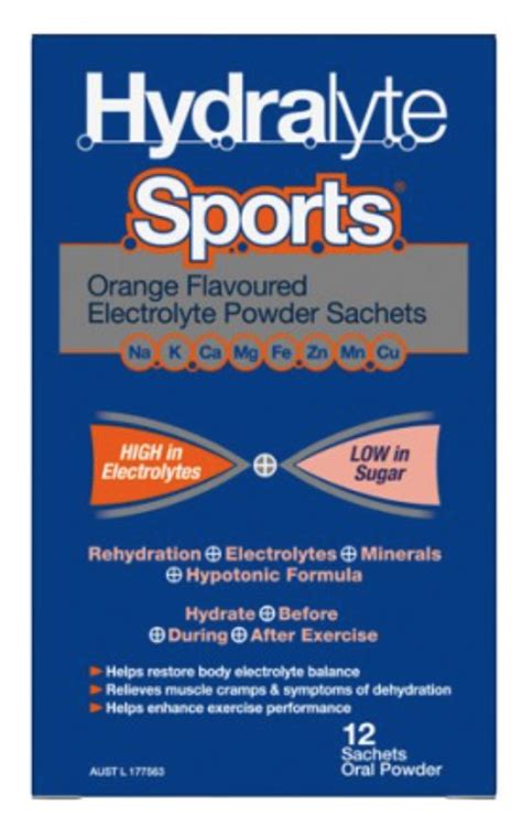Buy Hydralyte Sports Electrolyte Replacement Powder Sachets Orange