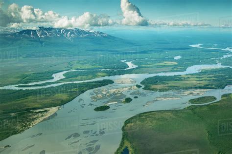 Aerial View Of The Susitna River And Mt Susitna In Early Summer