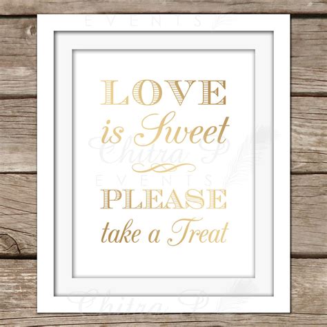 Love Is Sweet Please Take A Treat Printed Or Printable Wedding Sign