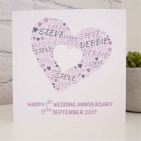 Personalised 1st Anniversary Card Wedding Anniversary Card Etsy