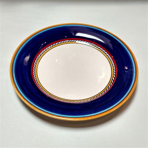 Geo Simple Blue Dinner Plate Italian Pottery Outlet