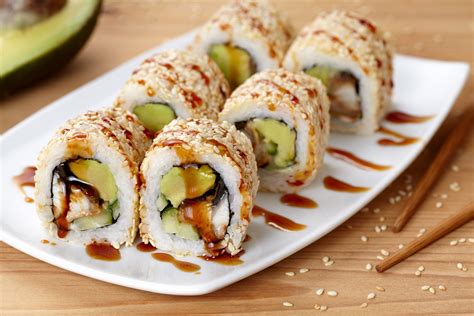 California Sushi Roll With Eel Avocado And Cucumber Food