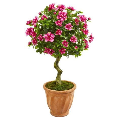 39” azalea artificial topiary tree in terra cotta planter nearly natural