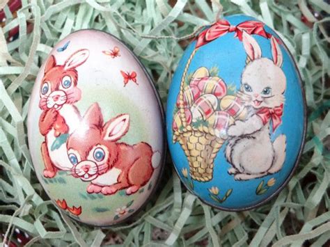 1950s English Easter Eggs 2 Vintage Bunny Rabbit Candy Etsy