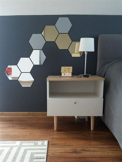 Kimdaro mirror wall stickers non glass mirror plastic mirror 3d hexagon acrylic mirror wall decor self adhesive tiles (15 pcs) 4.2 out of 5 stars 1,194 $14.49 $ 14. Hexagon Shape Mirror Gold Silver Brown Wall Decal Wall ...