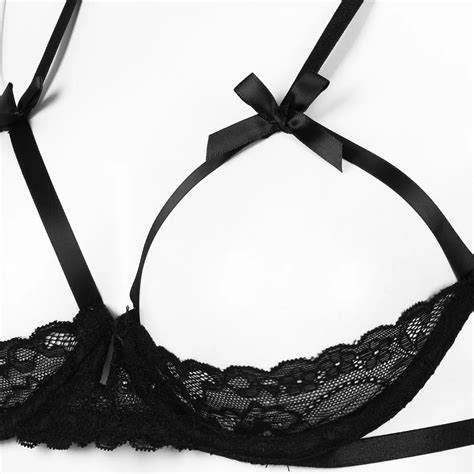 Open Nipple Bra Sexy Erotic Hot Women Open Cup Bra Cut Out Breast Underwear See Through Sheer