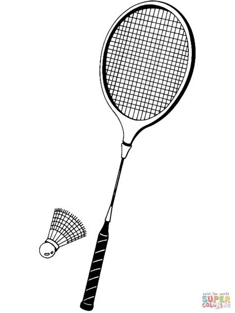 Coloriage Raquette et volant de badminton simple dessin gratuit à imprimer