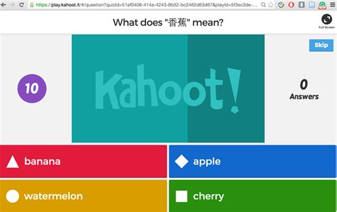 In kahoots quiz page, a. Kahoot!