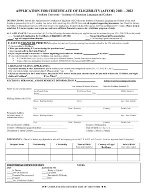 Fillable Online Application For Certificate Of Eligibility Afcoe