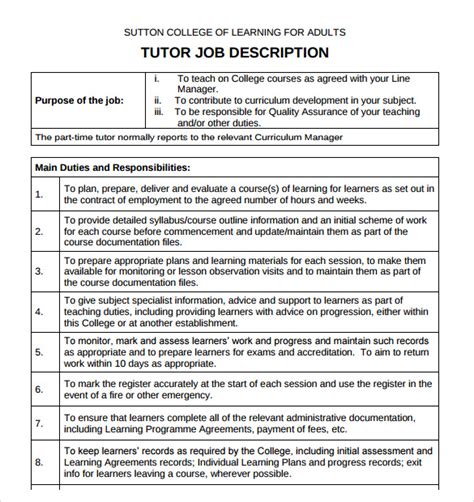 sample tutor resume templates   word