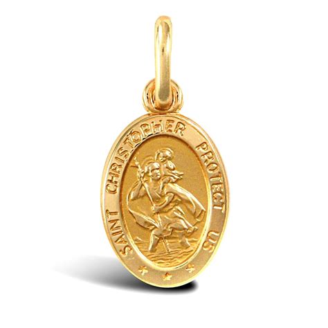 Free shipping & custom engraving! Solid 9ct Yellow Gold Matte Oval St Christopher Medallion Pendant