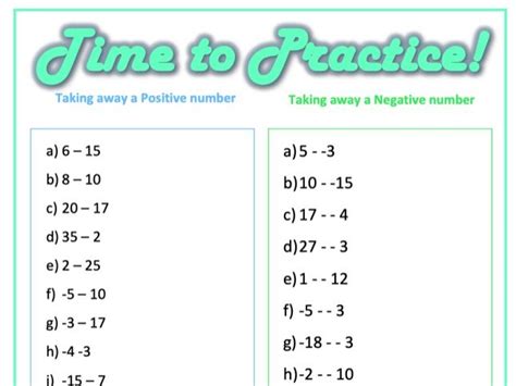 Subtracting And Adding Negative Numbers Teaching Resources
