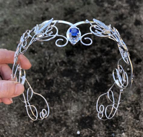 Woodland Sapphire Crowns In Sterling Silver Elvish Leaf Wedding Tiaras