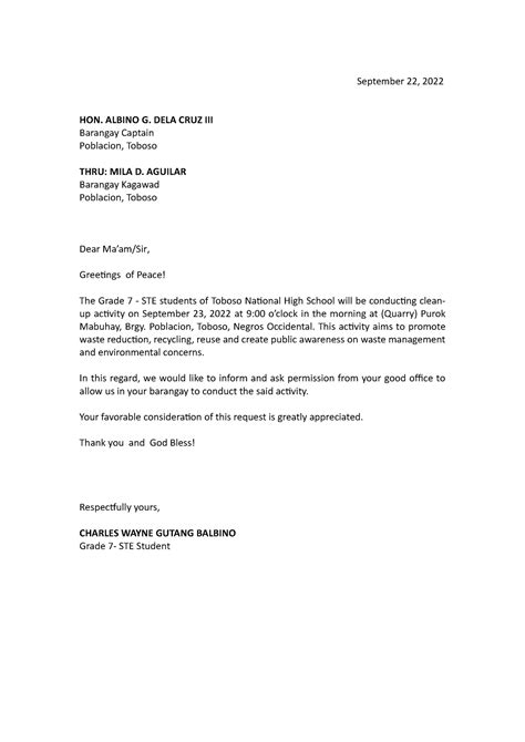Request Letter Request Letter Saddle Barangay Health Vrogue Co