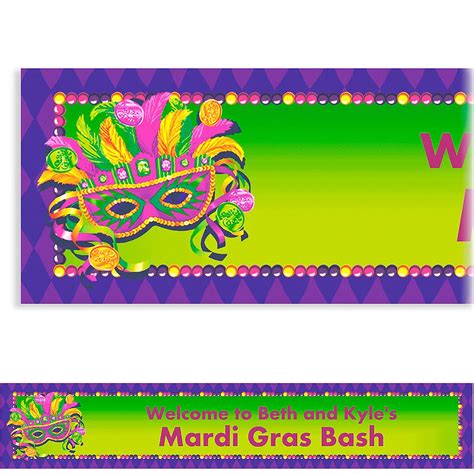 Custom Masquerade Mardi Gras Banner 6ft Party City