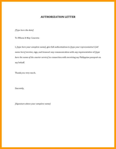 Letter Of Authority Template