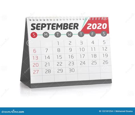 Ufficio Calendario Settembre 2020 Illustrazione Di Stock