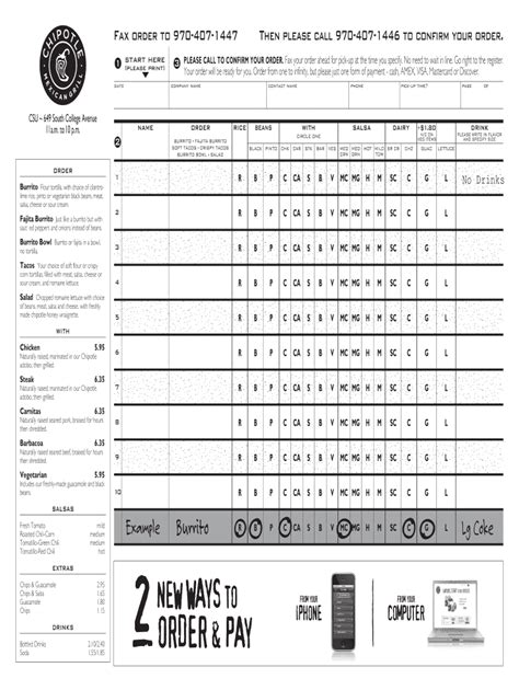 Chipotle Order Form 2022 Fill Online Printable Fillable Blank