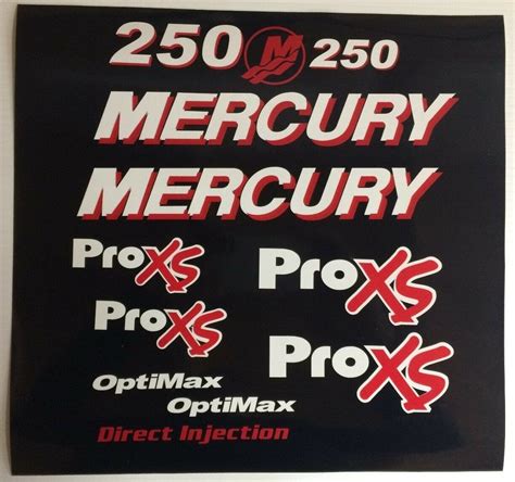 Mercury 250hp Optimax Proxs Outboard Engine Decals Pro Xs Reproductions