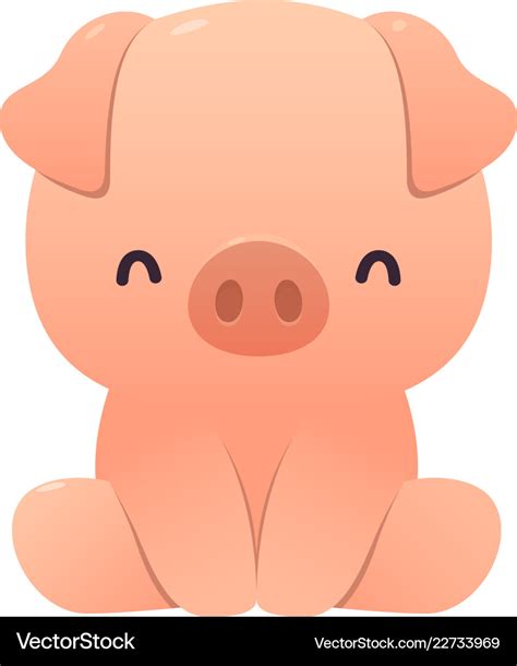 Cute Pig Cartoon Sitting On White Royalty Free Vector Image