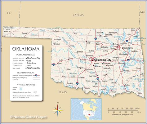 Reference Maps Of Oklahoma Usa Nations Online Project