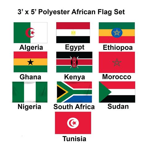 3x5ft Set Of 10 African Flags Set 1 1 800 Flags