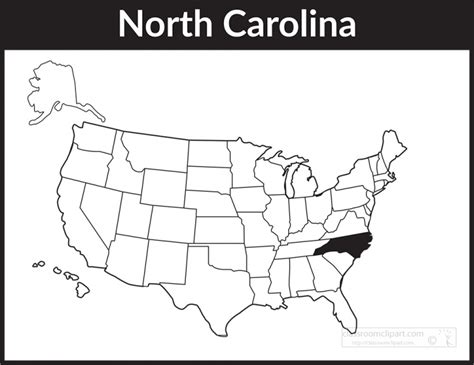 North Carolina Map Square Black White Clipart Classroom Clip Art
