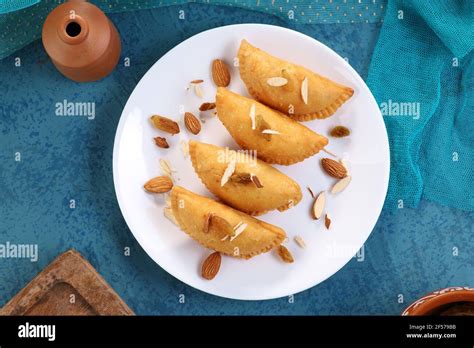 Gujiya Traditional Indian Food Sweet Dumplings Made During The Holi
