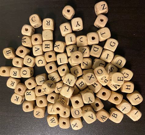 Wooden Letter Beads Letter Charms Alphabet Bead Initial Charm For