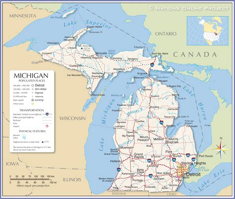 State Of Michigan County Map With Cities