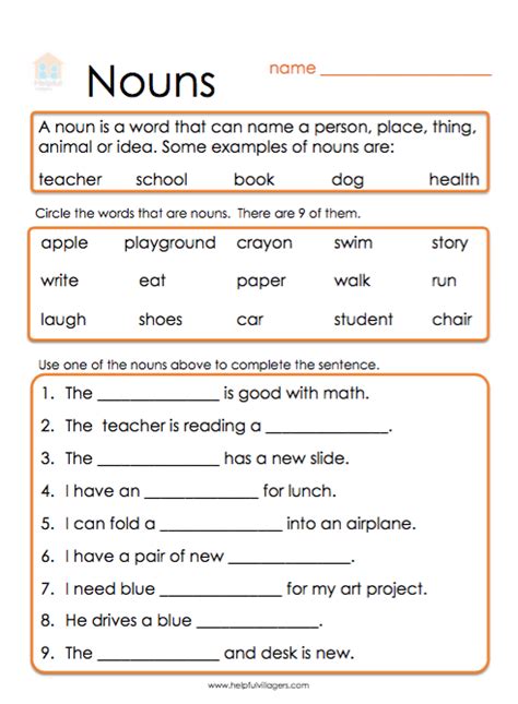 Nouns Basics Nouns Worksheet Nouns And Verbs Worksheets English