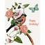 Happy Birthday Pink Bird  A 2 Greeting Card – P Flynn Design
