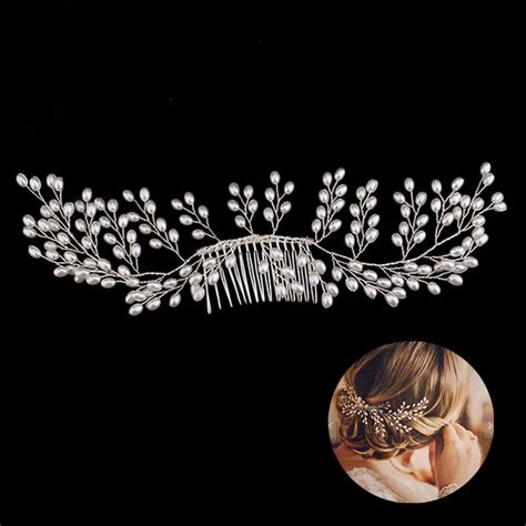 Luxury Hair Combs For Bride Pearls Headpieces Bridal Hair Pins Accessories Wedding Noiva Crown