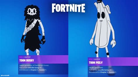 how to get the toon skins for free on fortnite new toon peely and toon bushy skins showcase v19