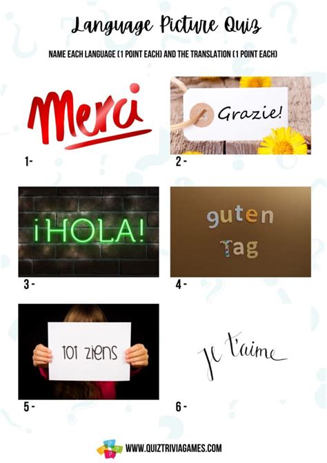 36 Languages Quiz Questions And Answers Picture Round Quiz Trivia