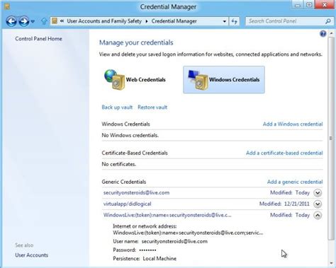 Remove or update old passwords using credential manager in windows 11 tutorialin this tutorial, we demonstrate how to use credential manager to edit or rem. WHS 2011 with Windows 8 - Issues Encountered