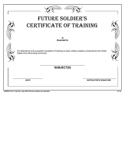 Army Certificate Of Completion Template