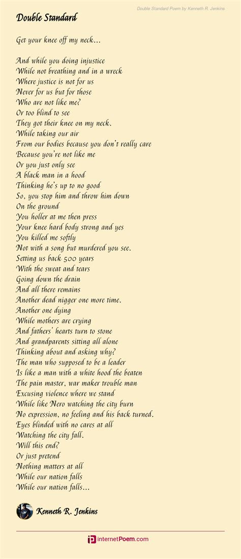 Double Standard Poem By Kenneth R Jenkins