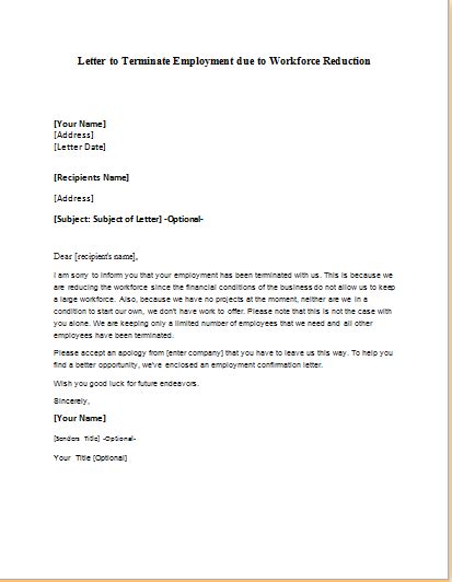 I have attached copies of all performance reviews i have received during my employment at wxyz for your review. Workforce Reduction Employment Termination Letter ...