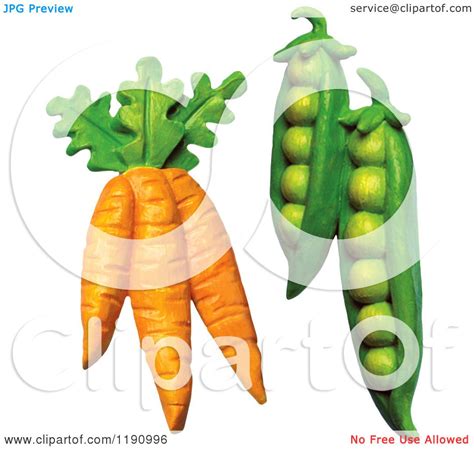 Clipart Of A Bunch Of Carrots With Green Peas Over White