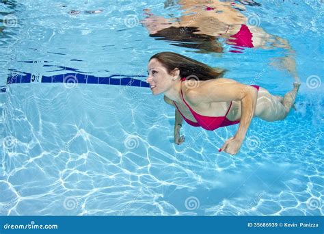Woman In Red Bikini Underwater Royalty Free Stock Images Image 35686939