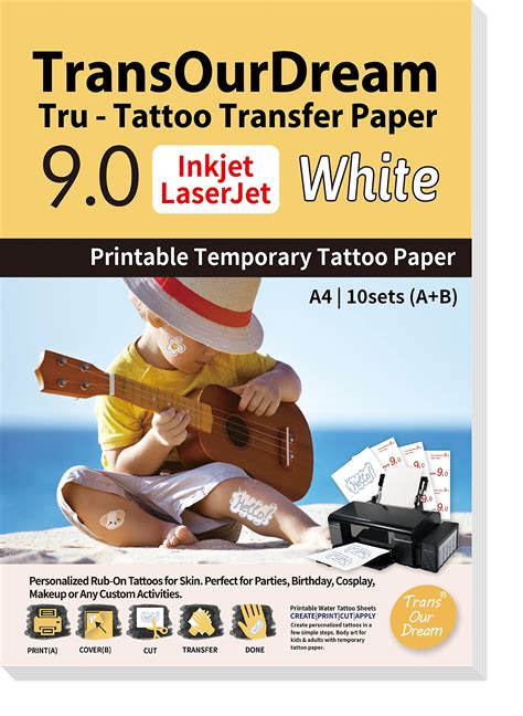 Buy Transourdream White Printable Temporary Tattoo Transfer Paper For