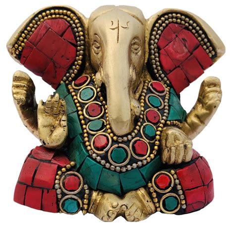 Nirmala Handicrafts Brass Blessing Kan Ganesha Statue Hindu God Idol